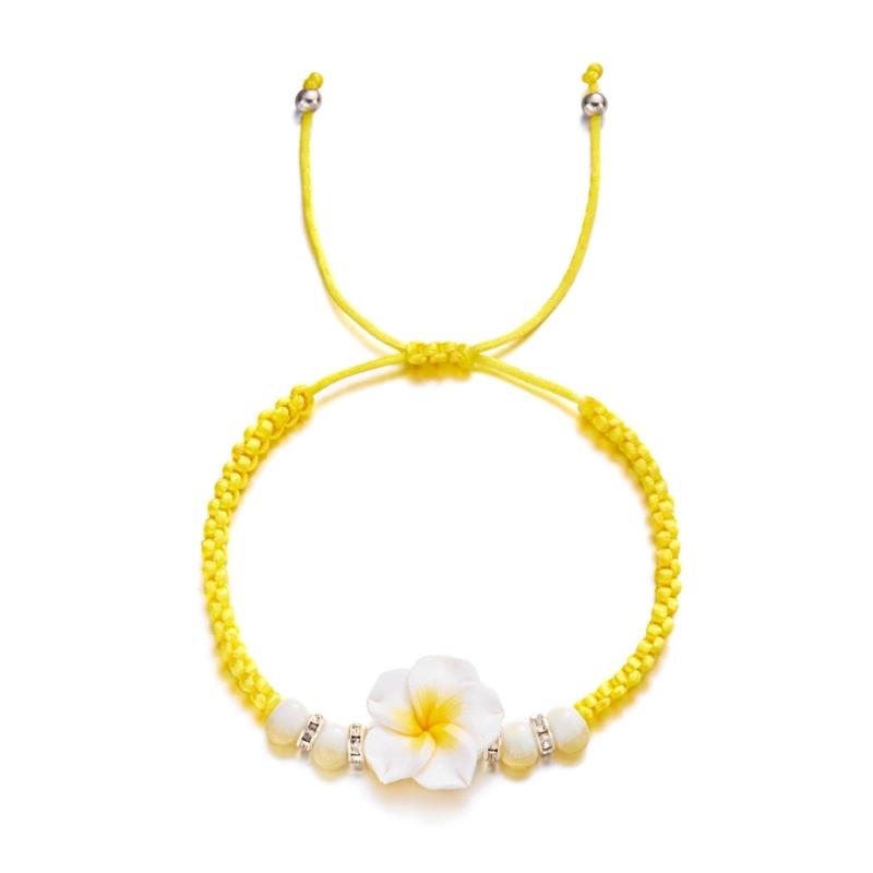 Hawaiian Style Flower Bracelet Handmade Beach Jewelry Adjustable Braided Rope Wristchain Stylish Bohemian Wrist Jewelry