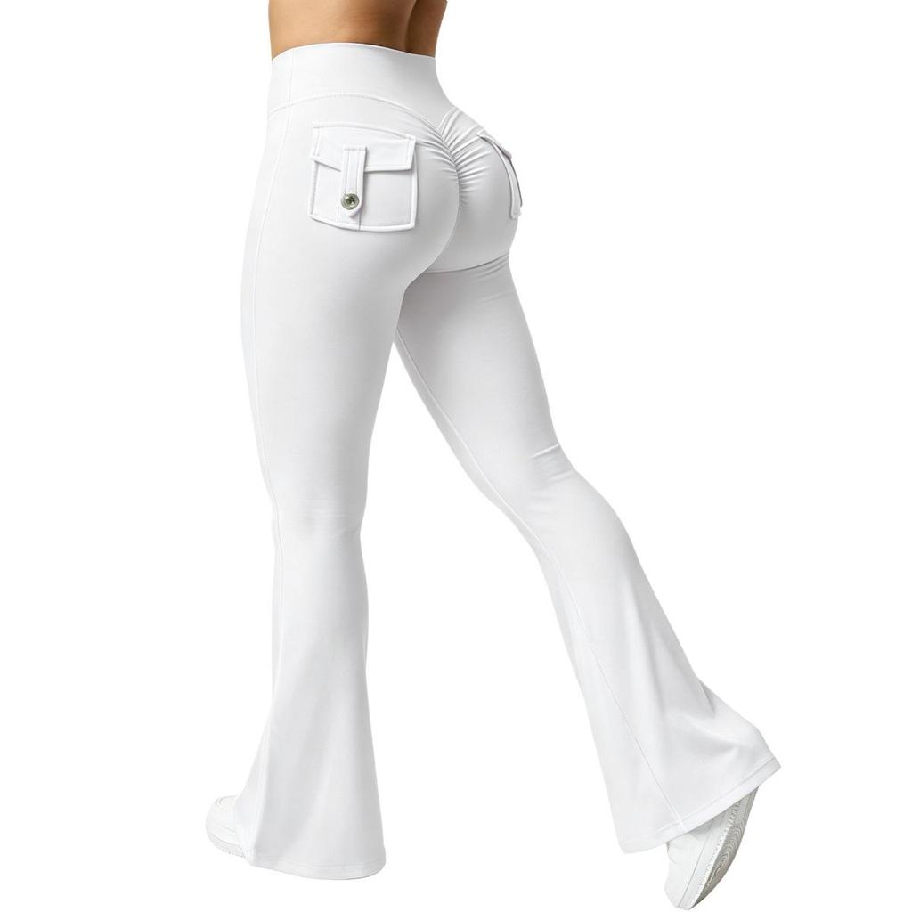 Custom Outdoor Peach Yoga Flare Pants - Stylish, Pocketed, Sport & Workwear for Women