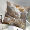 Buddha And For Lotus Print Pillowcase, Soft And Smooth-Touch Polyester Short Plush Fabric, Single-Sided Printed Pattern,