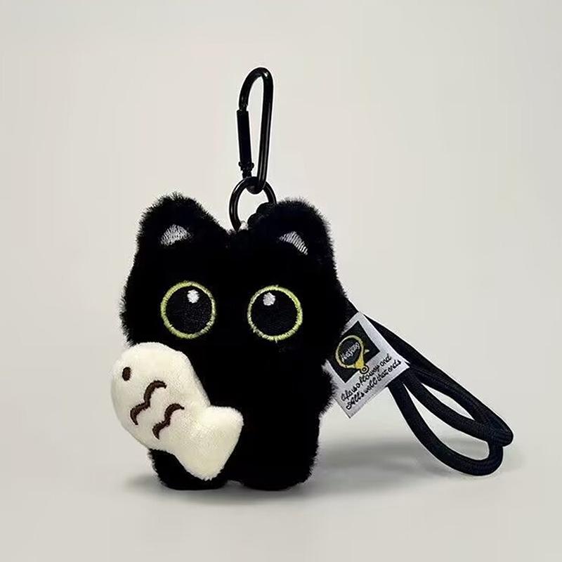 

Милый плюшевый кулон-кукла с большими глазами, черная кошка, для девочки, для рюкзака, кулон-кукла, парный брелок для сумки, подвески для телефона, аксессуары для сумки