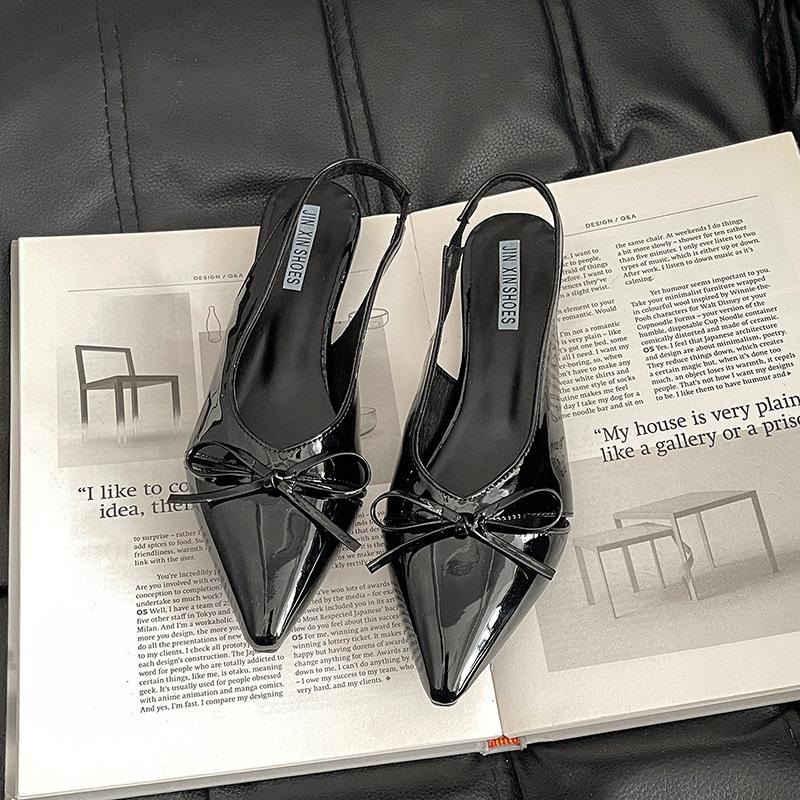 Bow women bag head Roman sandals summer fashion niche design sense commuter invisible pointed wedge heel women's shoes