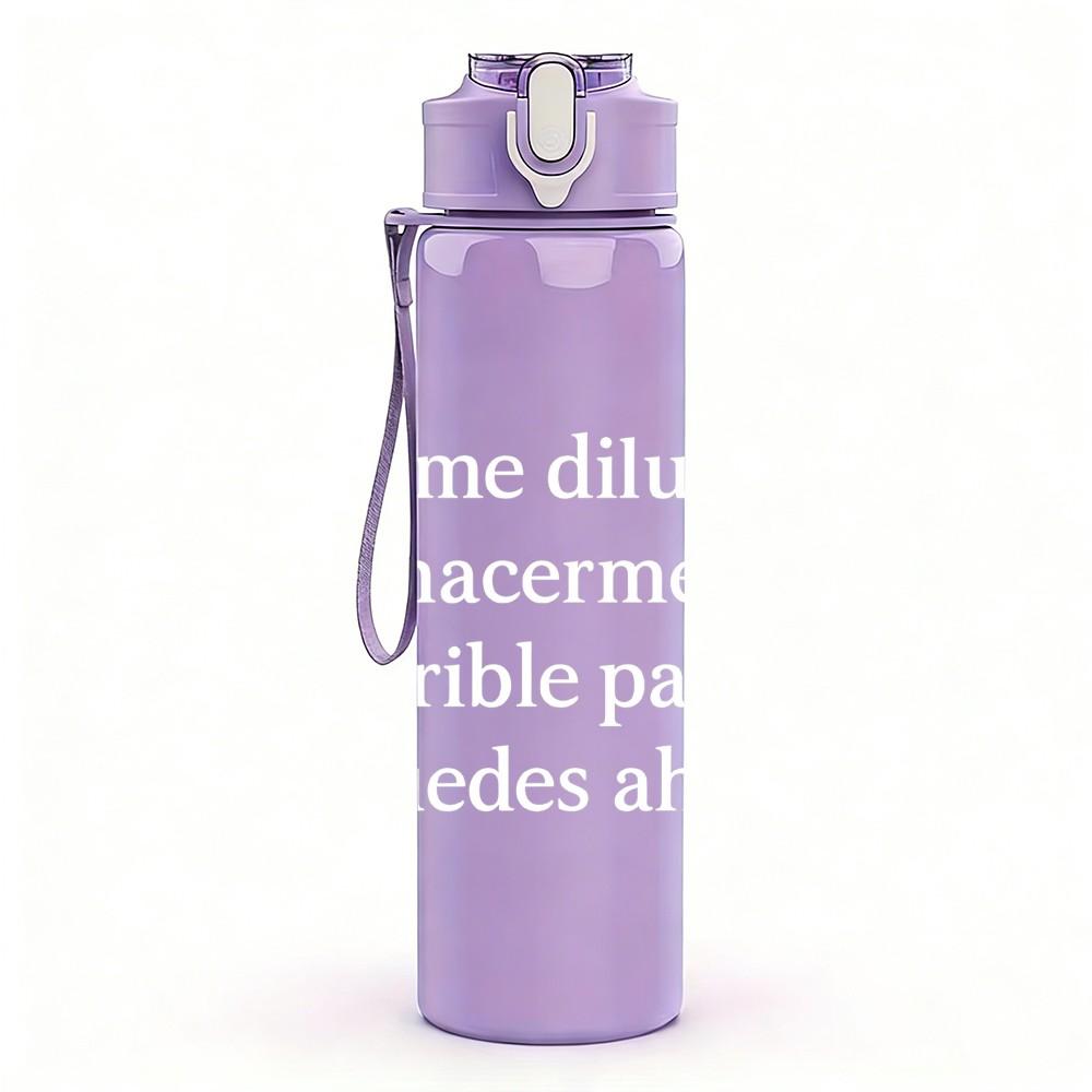 1PC Faint Empty White Outline Print 750ml Color Plastic Sports Water Bottle Leakproof Flip Straw Lid Suitable for Sports Office Home Use