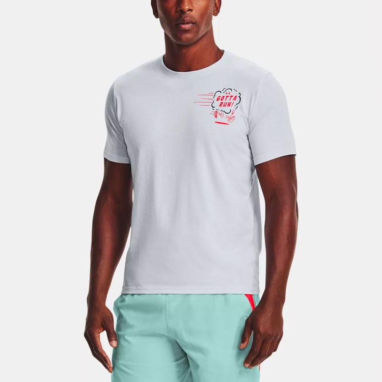 Under Armour Casual Breathable Running Short Sleeve T-Shirt Men tops Haze-Gray 1360427-014