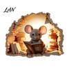 Holiday Theme Wall Decor Christmas Cute Mouse Break?Through Decals, 3D Hole Self?Adhesive Nursery Room Art Stickers, DIY for Living Entryway Kids