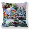 Šťastný Nový Rok 2023 Vánoční ozdoba Santa Elk Sofa Dekorativní povlak na polštář 45x45cm