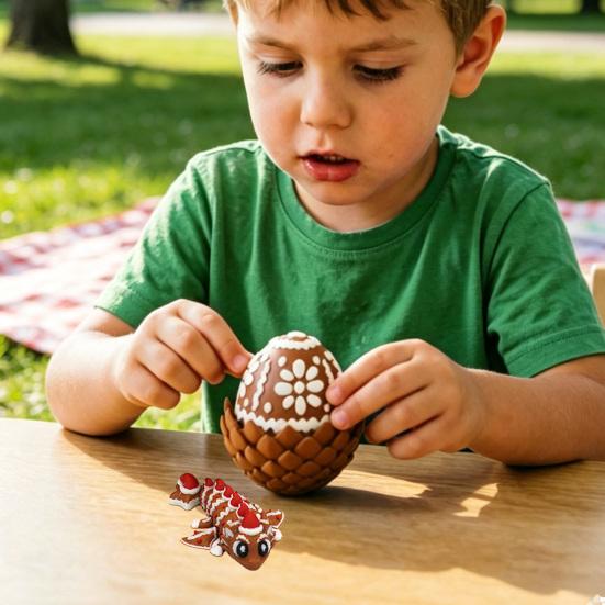 3D Printed Dragon Egg with Mini Dragon Inside, Collectible Articulated Winged Dragon Fidget Toy, Sports Ball Theme Stress Relief Toy