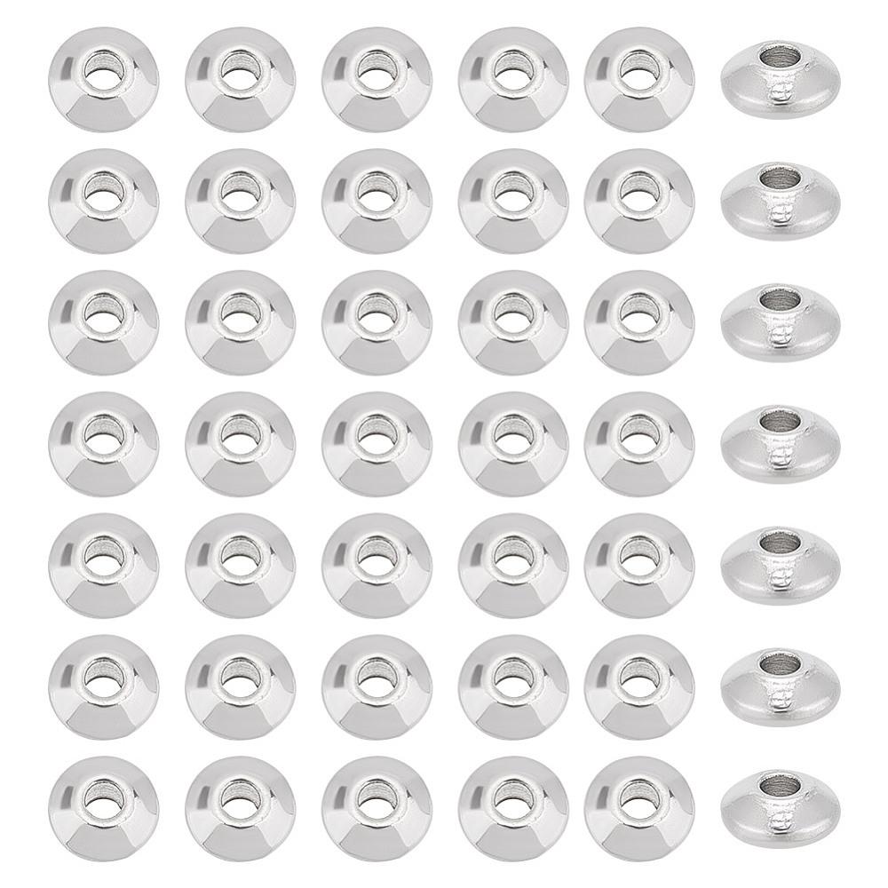 100Pcs 304 Stainless Steel Spacer Beads, Metal Findings for Jewelry Making Supplies, Saucer Beads, Stainless Steel Color, 6x3mm, Hole: 1.8mm