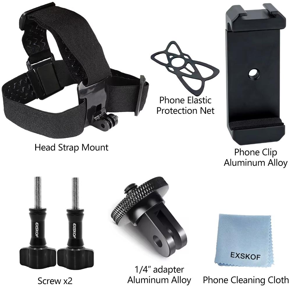 7-in-1 Action Camera Accessories Set Head Strap Chest Strap Mount Phone Holder For GoPro Insta360 SJCAM Osmo Akaso Smartphones