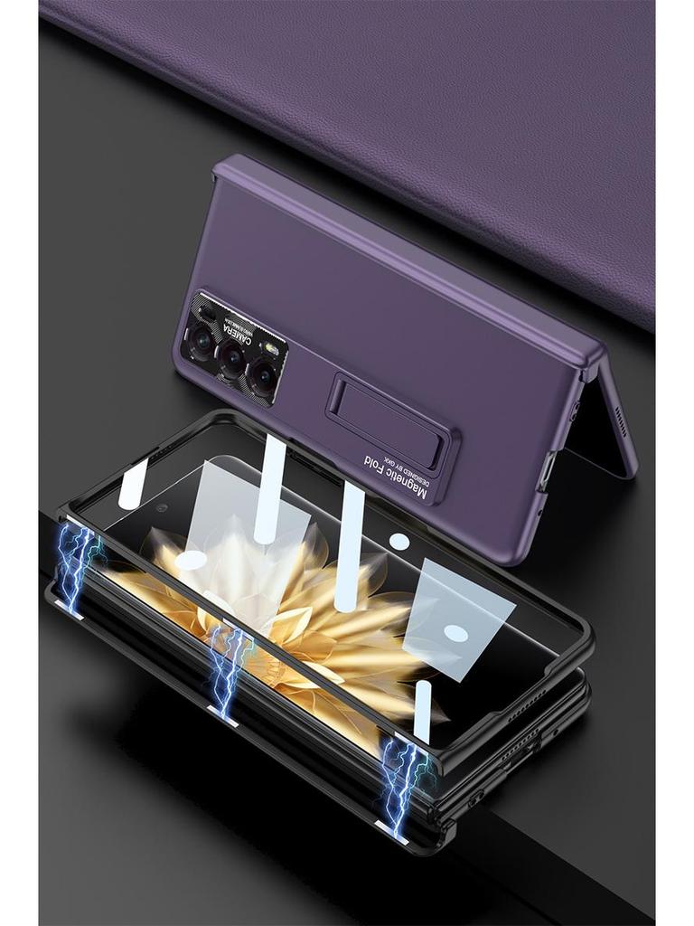 Magnetic Hinge Ultra-Thin Frosted Hard Shell Case for Honor Magic V2 - Stylish with Huawei V2 Bracket