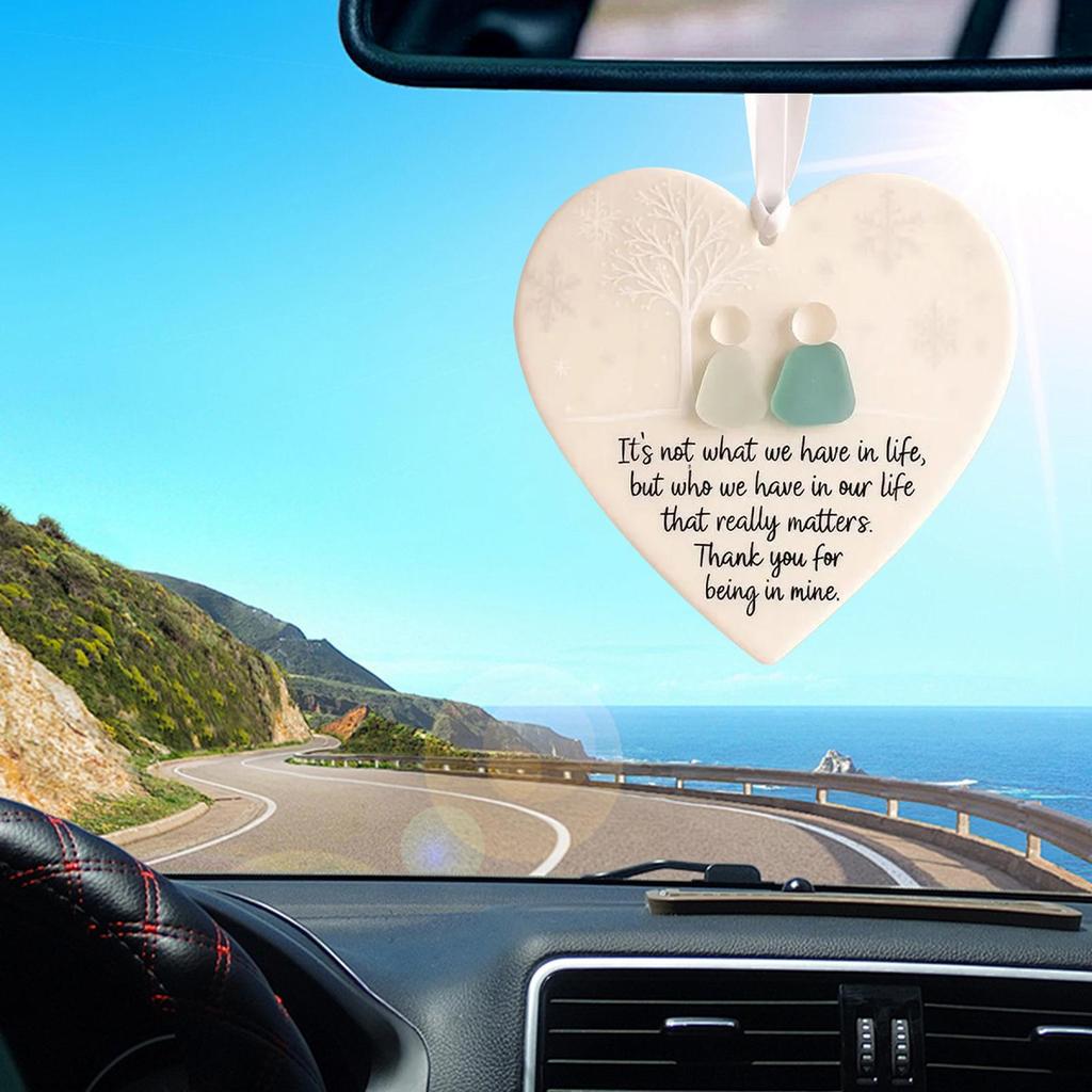 Friendship Heart Keepsake Decor Pendant Heart shaped sea glass friendship decoration for Beach Patio Home Garden Lawn Room