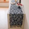 Jacquard Water Grass Blue Fringe Tassels Table Runner, Fabric Plants Kitchen Dining Table Decoration for Home Party Festival