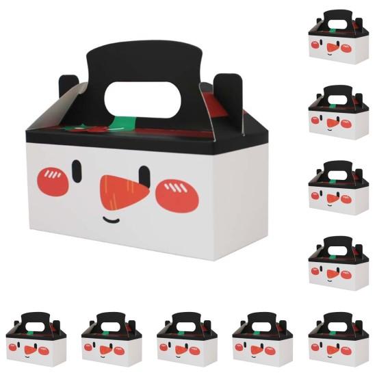 Confezione regalo di Natale da 10 pezzi Scatole regalo di cartone per caramelle Scatole per biscotti con manico Sacchetti per regali Forniture per bomboniere per feste