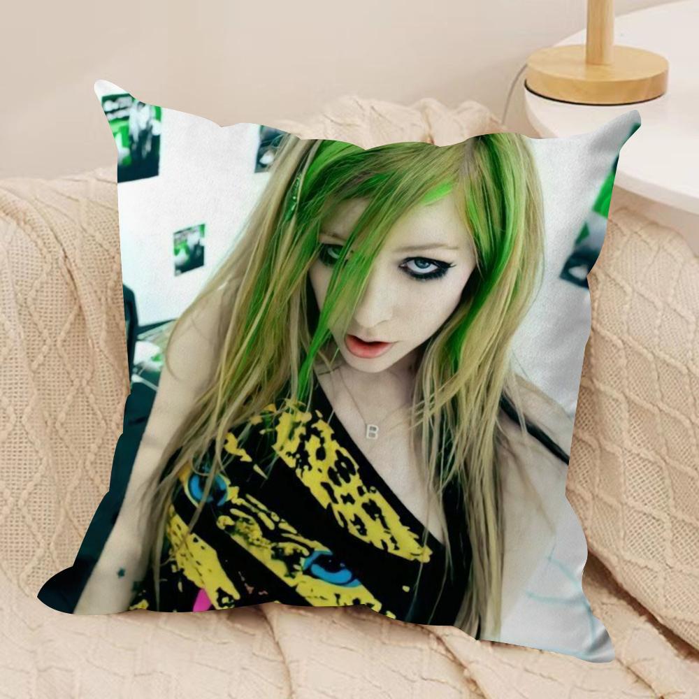 AAvril Ramona Lavigne Cushion Cover Silky Short Plush DoubleSided Printed Pillow Case for Sofa All Seasons Home Decor Gift