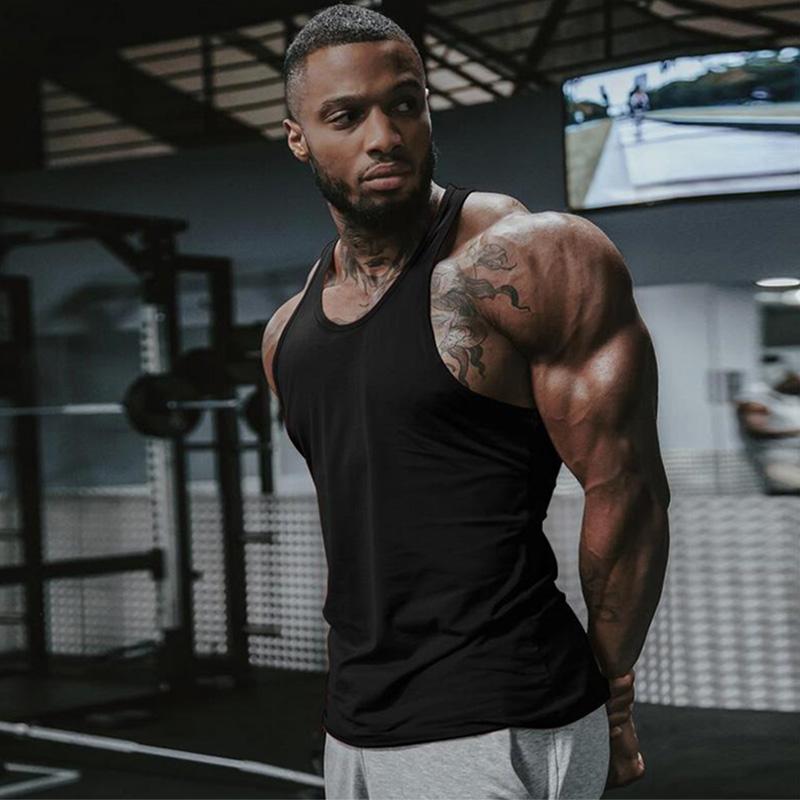 Muscleguys Summer Plain Y Back Running Vest Mens Bodybuilding Stringer Tank Top Gym Clothing Fitness Sleeveless Shirt Cotton Racer Singlets