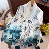 Luxury Brand 100% Real Silk Scarf Women Designer Shawls and Wraps Elegant Floral Print Pashmina Soft Long Scarves Femme Hijab
