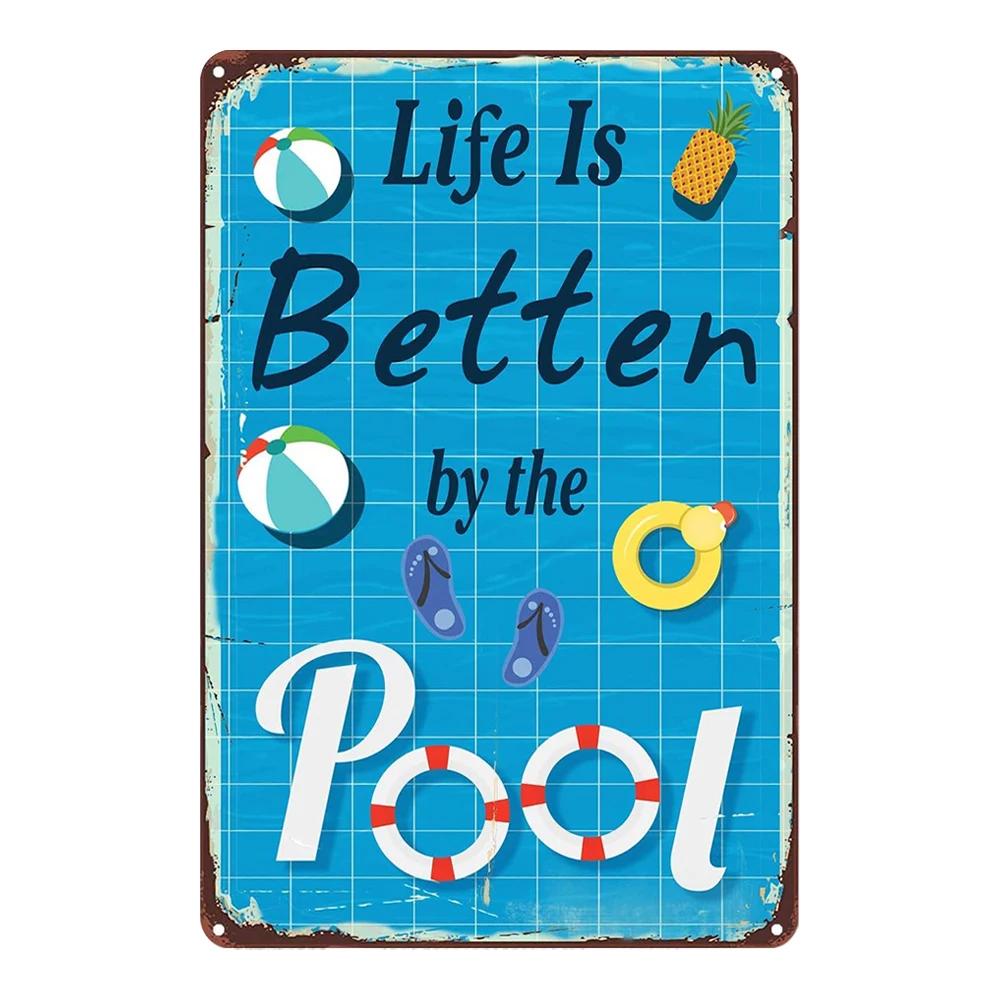Pool Rules Sign for Outdoor, Backyard Metal Swimming Pool Sign, No Diving No Running No Peeing No Lifeguard On Duty Sign