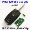 2-knappers bilnøkkel for SEAT Cordoba Ibiza Leon Toledo/ 434MHz /1J0959753AG/ID48 Chip /