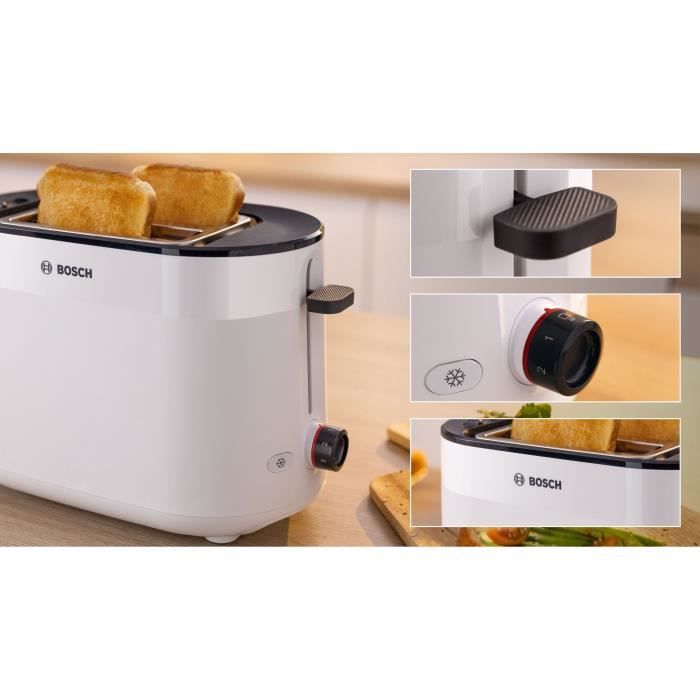 Toaster - BOSCH - TAT2M121 MyMoment - Weiß - 2 Scheiben - automatische Brotzentrierung - Auftau- und Aufwärmfunktion