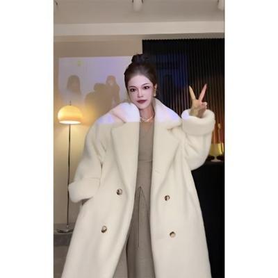 Autumn and Winter Thickened Extended Suit Collar Coat Imitation Mink Plush Imitation Fur Jacket Women's Clothing Plus Cotton Tide