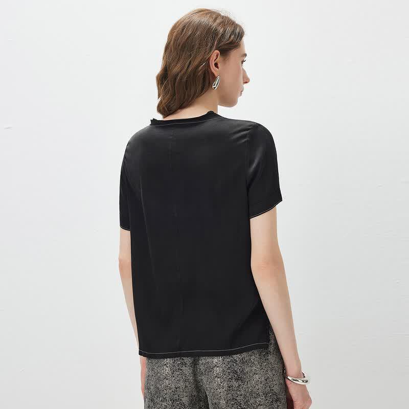 Women's Short Sleeve Silk Blend Knit T-Shirt