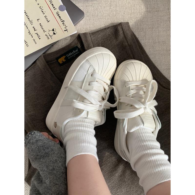 Retro shell head little white shoes women's 2 new versatile lace-up casual sports board shoes