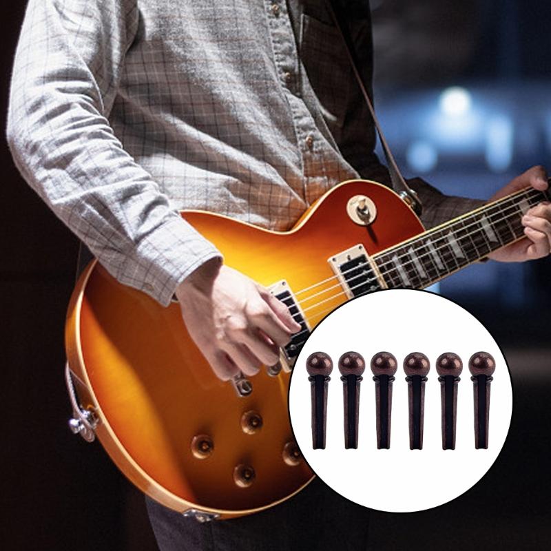 6Pcs Acoustic Guitar Bridge Pins Replacement String Pegs Guitar String Studs for Acoustics Folk Guitar Ukuleles Enduring