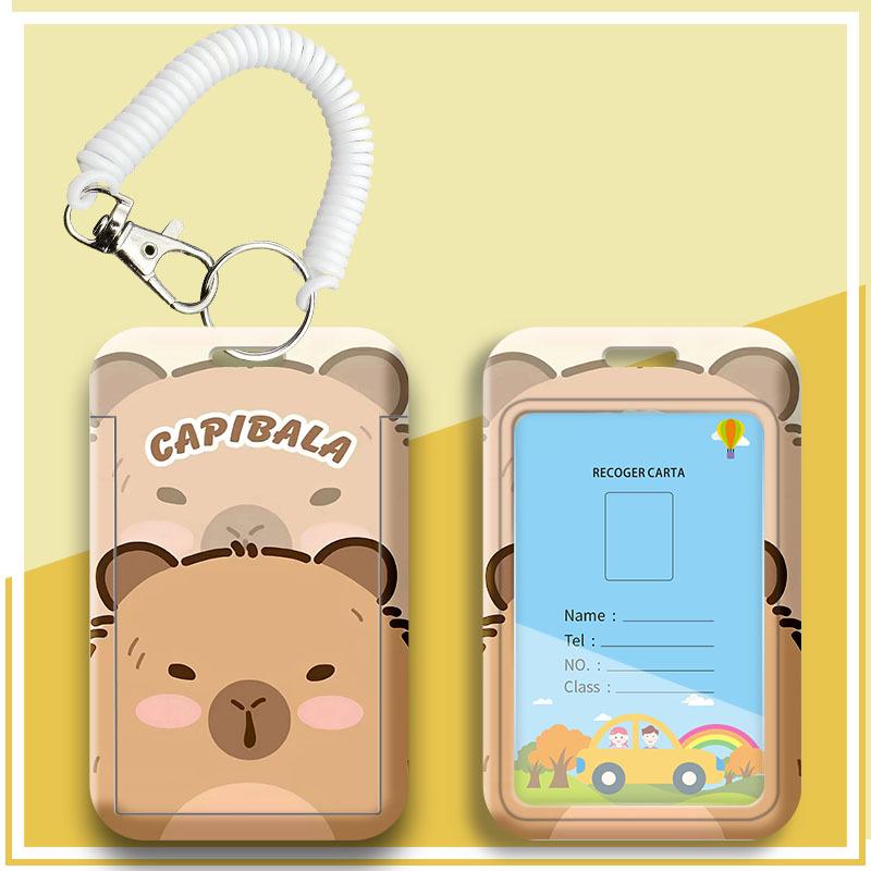 Capybara Cartoon ID & Card Holder Lanyard for Campus, Bus, Subway, and Badge