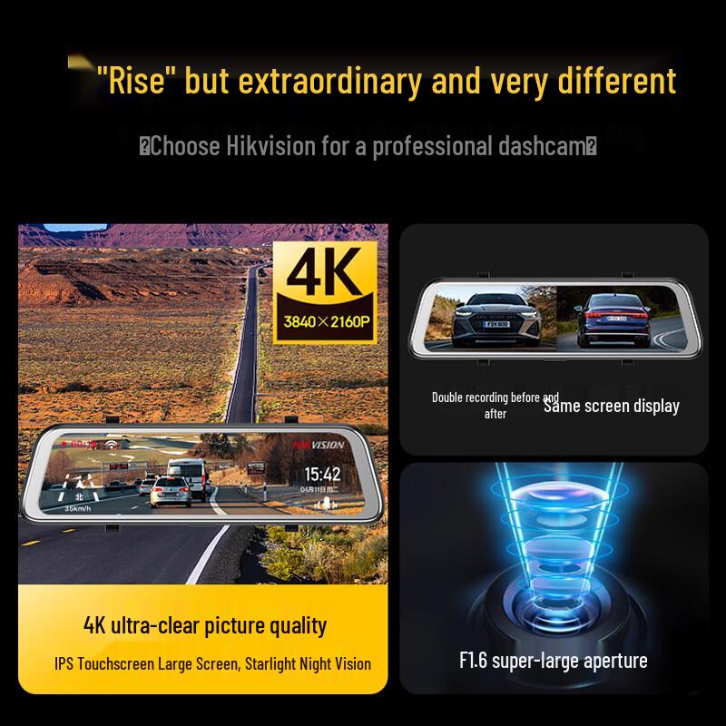 Telecamera per cruscotto specchietto retrovisore HIKVISION N6Pro 4K con doppia registrazione e streaming