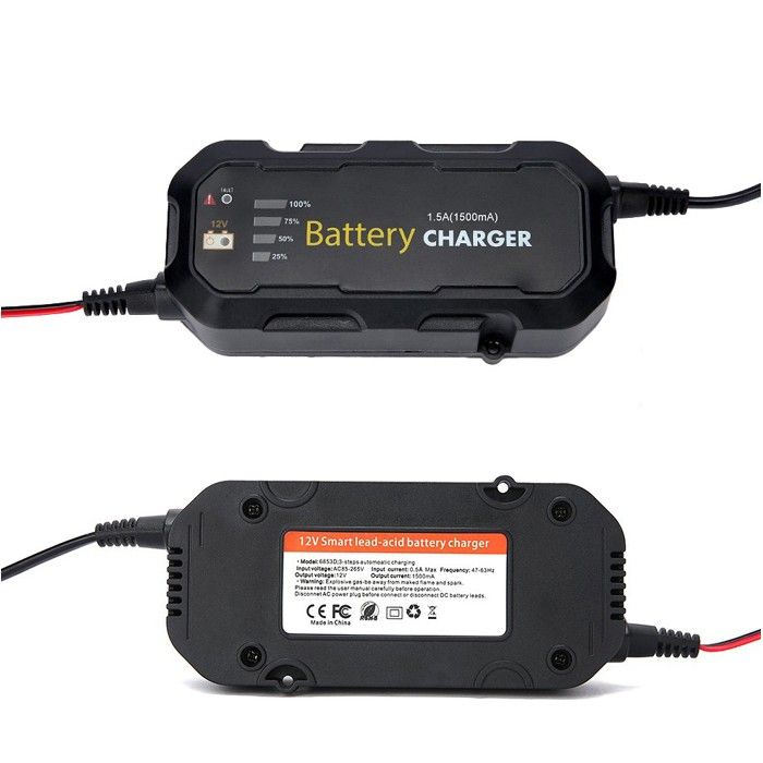 Set Chargeur de batterie + Housse de Moto XL-XXL noir