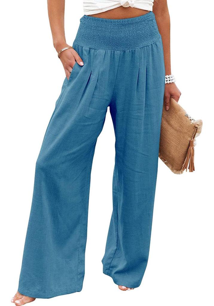 2026 Spring/Summer Women's Casual Loose Cotton Ruched Distressed Mid-rise Pants