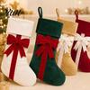 Holiday Home Decorations Christmas Stockings with Bow, 18 Inch Large Velvet Plush Cuff, Gift Storage Bags Hanging Decor for Fireplace And Candy Retro