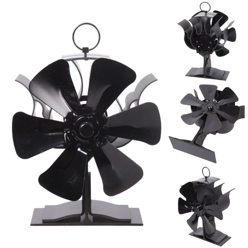 Eco-friendly 2-in-1 Fireplace Fan 6-Blade Chimney Fan without Power Heat Powered Stove Fan Low Noise for Wood Log for Bu