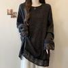 Plus Size Velvet Lace Patchwork Long Sleeve T-shirt for Autumn/Winter - Loose Fit, Flaw-Concealing, Slimming Design