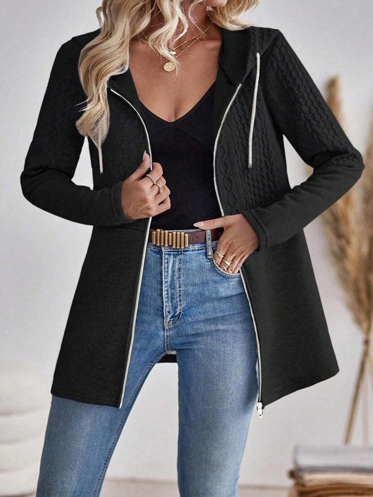 EU & US Style Women's Wave Patchwork Hoodie - Casual Loose Fit, Solid Color, Spring/Autumn.