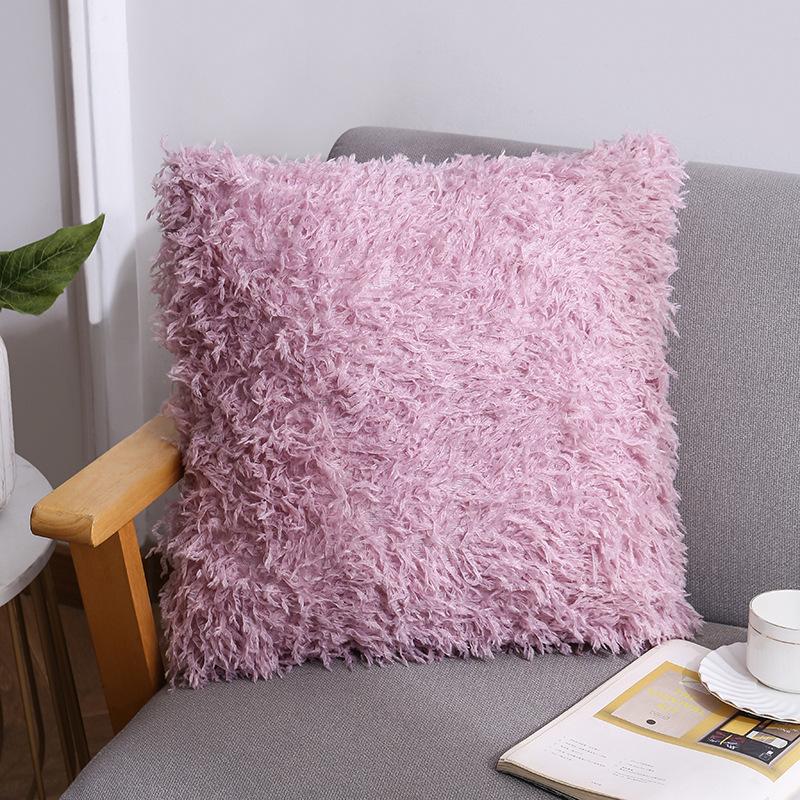 Solid Color Plush Pillow Ins Nordic Office Sofa Cushion Cover Down Feather Bedside Cushion