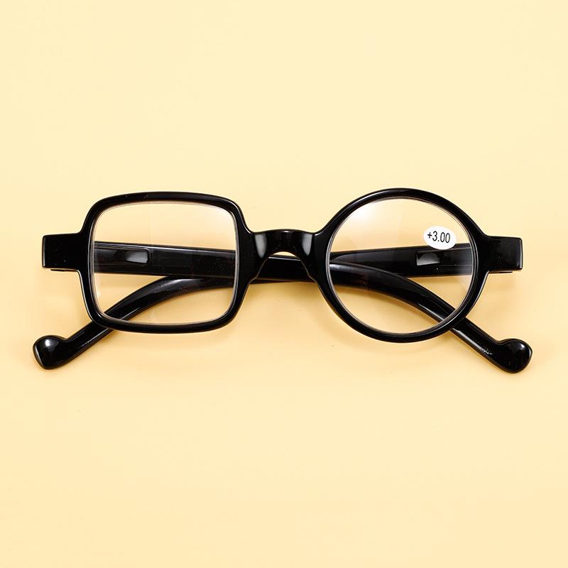 Retro Leopard Asymetryczne Okrągłe i Kwadratowe Okulary do Czytania Kobiety Mężczyźni Okulary na Presbiopię Okulary na Nadwzroczność Moc 1.0x ~ 4.0x