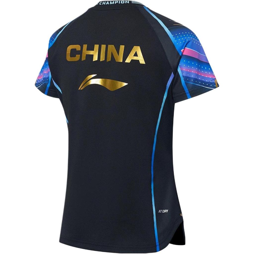 Li-Ning T-shirt de compétition à manches raglan à séchage rapide évacuant l'humidité pour femme Hauts Noir AAYT030-1