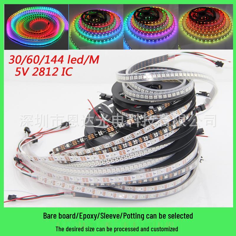 

Светодиодная лента WS2812B 5V, Dream Color, светодиоды 5050, встроенная микросхема, одиночное управление, мягкое освещение. White backing, Bare board IP20, 1m