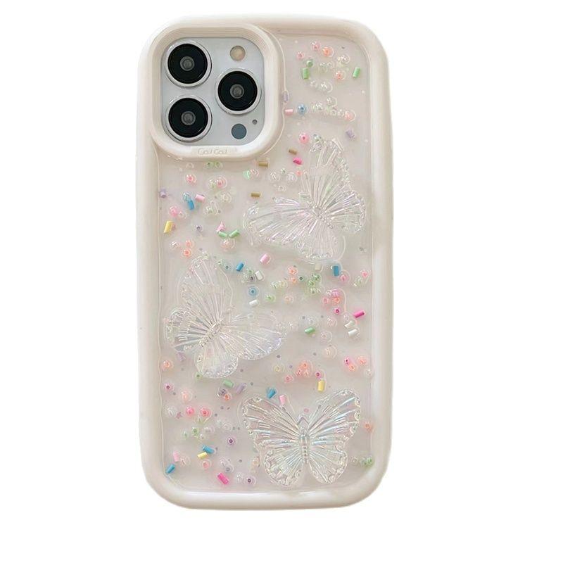 Coreeană drăguță 3d laser fluture ovală epoxidă husă pentru telefon pentru Iphone 14 13 12 11 Pro Max Lovely sclipici antișoc moale husă Funda