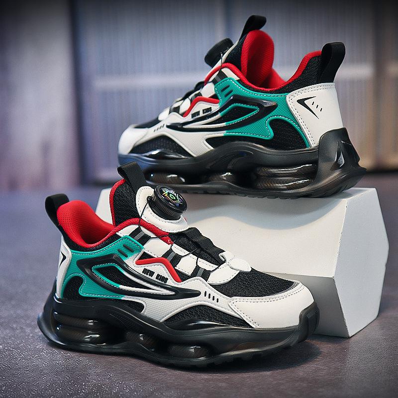 Sneakers breathable button shoes children's autumn soft-soled lightweight shoes boys and girls new 2025 wear-resistant mesh