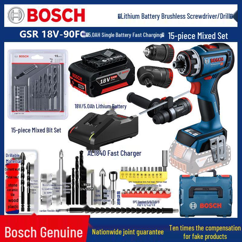 

Акумуляторний дриль/шуруповерт Bosch GSR18V-90FC зі швидкозмінним патроном та пістолетною рукояткою