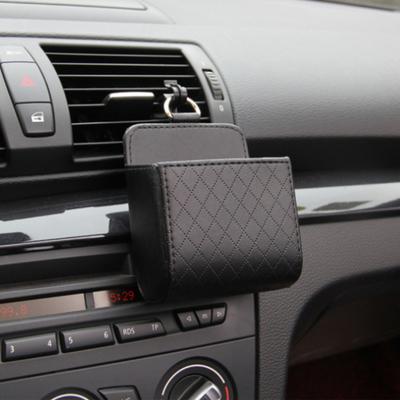 Car Storage Bag Air Vent Dashboard Tidy Hanging Leather Organizer Box Glasses Phone Holder Storage Organizer Car Accessorie