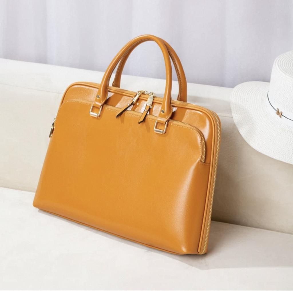 TS JYL laptop bag,Genuine Leather Women Handbag Fit 13 14 Inch Laptop Crossbody Shoulder Bag