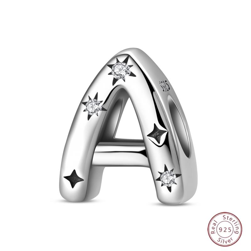 New Copper 26 Alphabet A-Z Charms Star Letter Beads Suitable For Diy Bracelet Women Jewelry Making