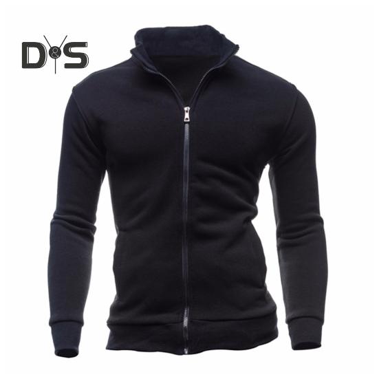 

Мужская куртка осень-зима с воротником-стойкой, длинным рукавом, застежкой-молнией, пальто с карманами, однотонная спортивная верхняя одежда XL чёрный