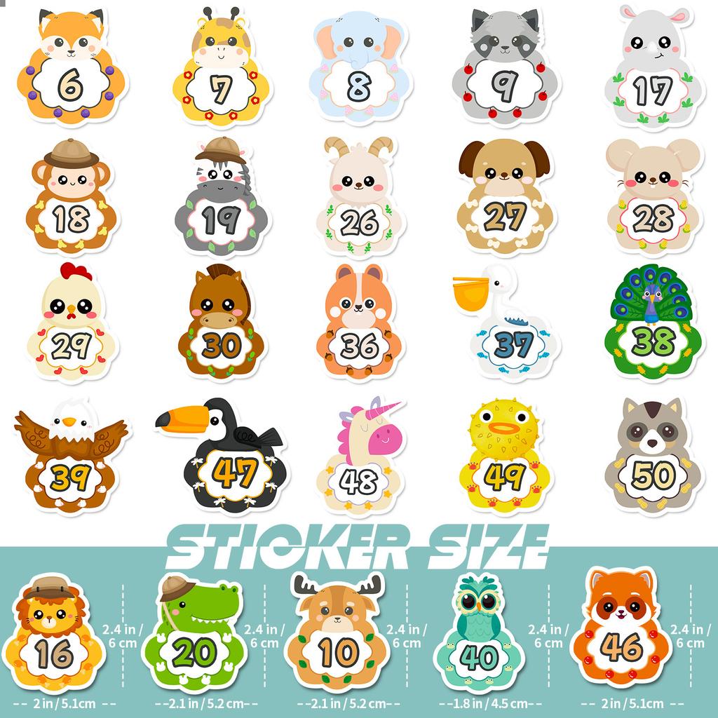 50 Early Education Digital Enlightenment Stickers Children'S Literacy Enlightenment Numbers Table Learning Teaching Aids Digital Stickers