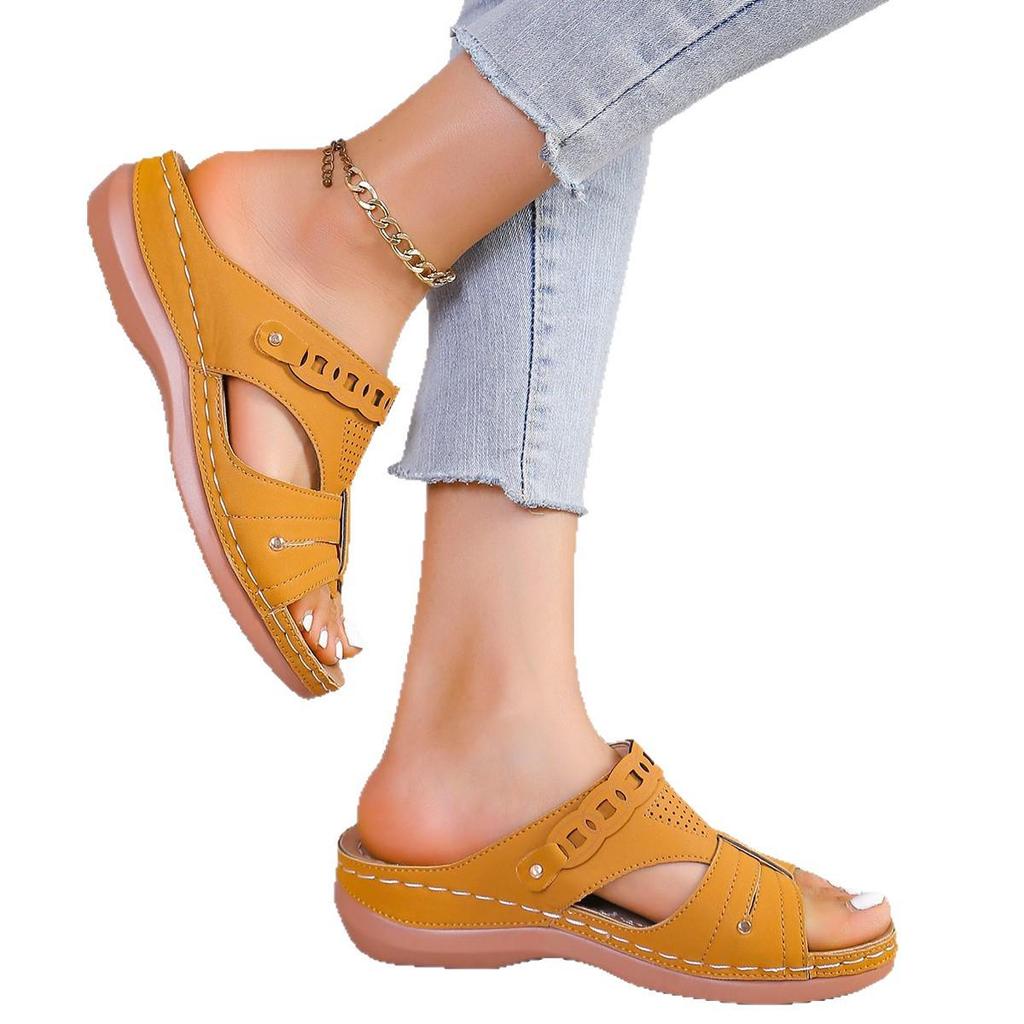 2025 Summer Plus Size PU Wedge Platform Chunky Sole Women's Sandals – Soft, Comfortable, Versatile, Open Toe