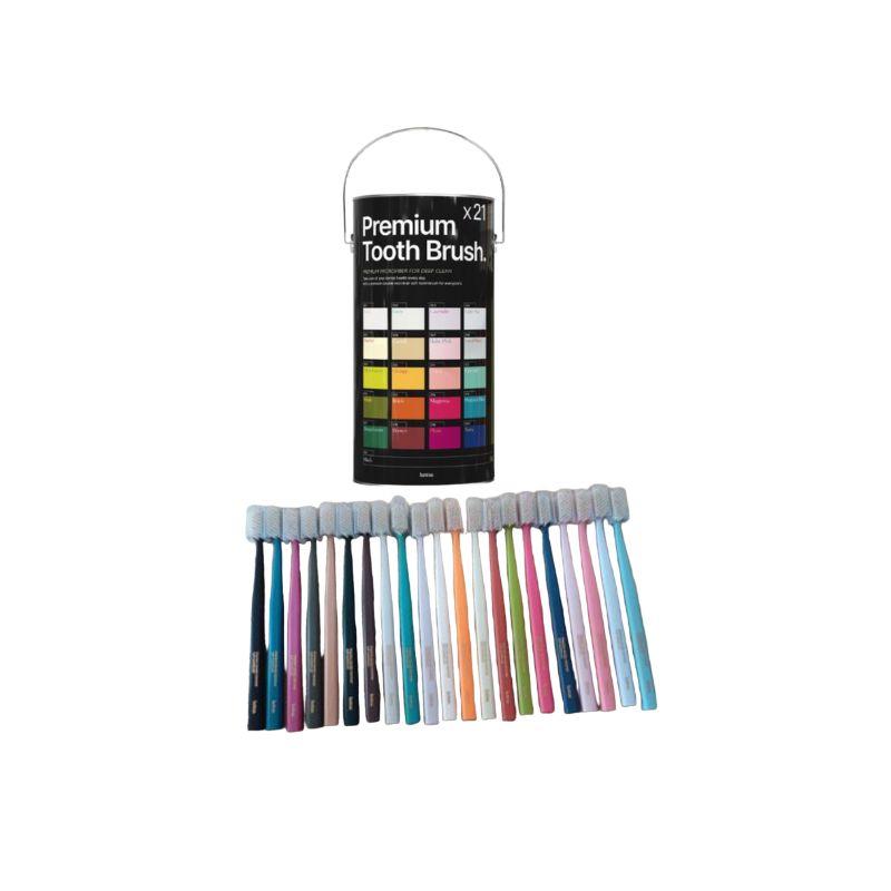 hetras. Pastel Premium Dual Fine Bristle Toothbrush 21P 2 Sets with Caps Scaling