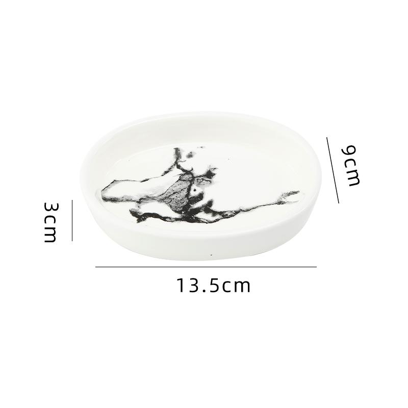 Nordic Style Marbling Ceramic Soap Dish Bathroom Oval Decoration Soap Holder Home Bathroom Supplies Accessories Soap Storage Box