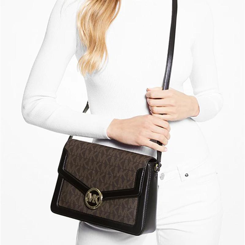 New MICHAEL KORS Jessie Cow Leather Crossbody Bag Shoulder Bag Women's Brown/Black 38T1CI6C1B-292